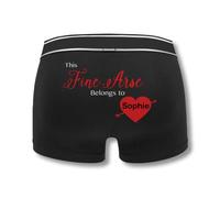 SMARTYPANTS This Fine Arse Belongs To Personalised Name Mens Boxers - Valentine's Day Anniversary Husband Partner Boyfriend Boxer Shorts Underwear Gift Present (Small, Black)