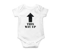 SmartyPants This Way Up Babygow - Funny Hilarious Joke Novelty Baby Suit Vest Clothes Bodysuit Onesie Newborn Months Shower Gifts Presents Idea Boy Girl Christmas (0-3 Months, White)