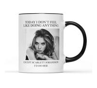 SMARTYPANTS Today I Don't Feel Like Doing Anything Mug - Scarlett Actress Johansson Fun Novelty Film Movie Star Crush Acting Tongue in Cheek Cup Tea Coffee Gift Present (Black Handle)