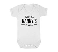 SMARTYPANTS Today I'm Nanny's Problem Funny Baby Onesie Short Sleeve White Cotton Infant Bodysuit Cute Novelty Romper Clothes Outfit for Newborn Boys Girls Baby Shower Grandparent Present