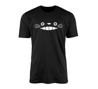 SMARTYPANTS Totoro Grin Face T-Shirt Manga Japanese Japan Anime Film Cartoon My Neighbor Sister Daughter Father Gift Present Top 100% Combed Organic Cotton Vegan Ink (3-4 Years, Black)