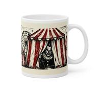 SMARTYPANTS Under The Big Top Mug - Midnight Circus Woodblock Horror Clown Circus Panoramic Wrap | Goth Gift | Halloween, Birthday | 11oz