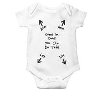 SMARTYPANTS Until Im Tall You Can Do This Funny Dad Baby Bodysuit Cute Newborn Arm Leg Labels Novelty Short Sleeve Cotton Onesie Baby Gift Unisex Infant Outfit Clothes White 0-3 months