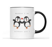 SMARTYPANTS Waddle I Do Without You Mug Tea Coffee Cup - Novelty Cute Sweet Penguin Love for Him Her Valentine's Day Wife Husband Boyfriend Girlfriend Presents Gifts (Black Handle Prime)