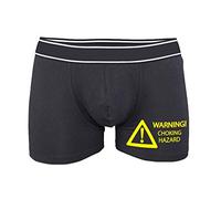 SmartyPants Warning Choking Hazard Mens Boxers - Funny Valentine's Day Husband Boyfriend Boxer Shorts Underwear Gift Present (Medium, Black Prime)