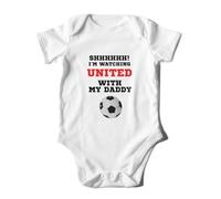 SMARTYPANTS Watching United With Daddy Babygrow - Sheffield Football Championship New Parents Baby Grow Romper Sleepsuit Bodysuit Infant Vest Baby Shower Gift Present (White, 6-12 Months)