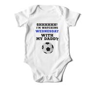 SMARTYPANTS Watching Wednesday With My Daddy Babygrow - Sheffield Football Championship New Parents Baby Grow Romper Sleepsuit Bodysuit Infant Vest Baby Shower Gift (White, 6-12 Months)