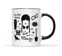 SMARTYPANTS Wednesday Sticker Design Mug Tea Coffee Cup - Wednesday Addams Full of Woe Goth Alternative Quote Dead Nevermore Academy Supernatural TV Gifts Presents (Black Handle Prime)