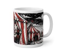 SMARTYPANTS Welcome to The Midnight Circus Mug - Sinister Clown Horror Panoramic Wrap Design - Dark Humour Halloween Novelty Gift for Coffee and Tea - Ceramic 11oz