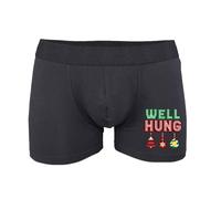 SMARTYPANTS Well Hung Boxers - Novelty Funny Fun Joke Bauble Tree Secret Santa Christmas Festive Husband Partner Boyfriend Boxer Shorts Underwear Gift Present (XL, Black Prime)