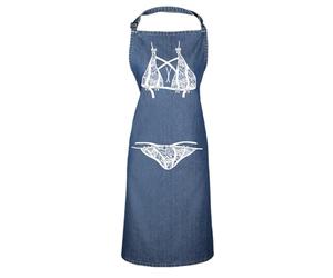 SMARTYPANTS White Lace Lingerie Denim Apron | Naughty & Humorous Gag Gift for Adults | Funny Novelty Cooking Apron for Parties, BBQ & Couples | Adjustable & Durable