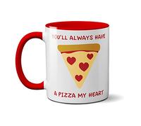 SMARTYPANTS You'll Always Have A Pizza My Heart Mug - Valentines Cute Coffee Tea Cup Love (Red Handle)