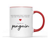 SMARTYPANTS You're My Penguin Mug Tea Coffee Cup - Valentine's Day Anniversary Romance Love Devotion Couple Girlfriend Boyfriend Partner Kitchen Home Gifts Presents (Red Handle Prime)