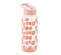 Smash 1 Litre Drink Bottle with flip top lid and straw - Peach design
