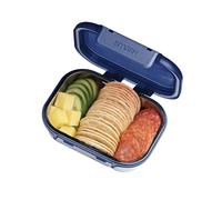 Smash 19 oz / 550ml Microwave Safe Stainless Steel Snack Box with Navy Hinged Lid - Leak-Proof Clip Closure, Silicone Seal, BPA Free