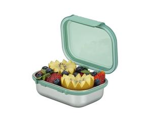 Smash 19 oz / 550ml Microwave Safe Stainless Steel Snack Box with Sage Hinged Lid - Leak-Proof Clip Closure, Silicone Seal, BPA Free