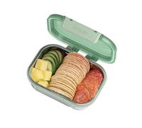 Smash 550ml/19 oz Microwave Safe Stainless Steel Snack Box with Green Hinged Lid - Leak-Proof Clip Closure, Silicone Seal, BPA Free