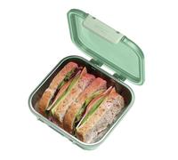 Smash 900ml /30 oz Microwave Safe Stainless Steel Meal/Sandwich/Lunch Box with Green Hinged Lid - Leak-Proof Clip Closure, Silicone Seal, BPA-Free