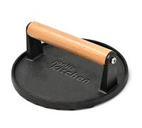 Non-stick Cast Iron Burger Press, with Cool Touch Wooden Handle