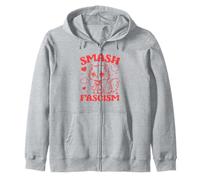 Smash Fascism, Funny Anti-Fascism Cat Zip Hoodie