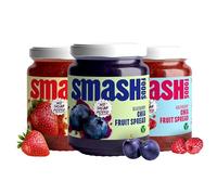Smash Foods Jam | Variety 3 Pack | Low-Calorie, No Sugar Added Keto Jam with Upcycled Fruit & Chia Seeds | Vegan, Paleo Superfood Fruit Spread | Strawberry, Blueberry, Raspberry (3 Jars)