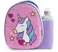 Smash 22841 Insulated, Polyester, 500 milliliters, Reverse Sequin Unicorn Lunch Bag and 500ml Bottle,8.5cm x 25.5cm x 25cm, Pink/ Purple