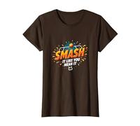 Smash It Like You Mean It | Padel Player Motivational Quote T-Shirt, Women, Brown, 3XL