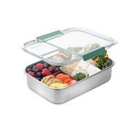 Smash Microwave Safe Stainless Steel 3 Divided Compartment Bento Lunch Box, Sage