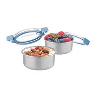 Smash Microwave Safe Stainless Steel Snack Pots 200 ML 2 Pk Blue