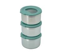 Smash Plastic-Free Stainless Steel Pack of 3 Dressing Pots with Glass Lid - Microwave Safe, Leak Proof, - Good Design Award Winner 2025, Green
