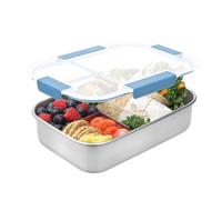 Smash Stainless Steel Bento Lunch Box, 3 Compartments, Blue, 1300ml