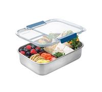 Smash Stainless Steel Bento Lunch Box, 3 Compartments, Blue, 1300ml