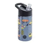 Smash Stainless Steel Drink Bottle with Flip Top Lid and Straw - Digger 500ml, Blue