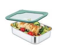 Smash Stainless Steel Lunch Box with Glass Lid - 1.3 litres Green | Plastic Free| Microwave Safe | Dishwasher Safe| Good Design Award Winner 2025