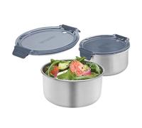 Smash Stainless Steel Snack Pots - Charcoal, 300ml (Pack of 2) | Leak-Proof & Airtight | Reusable Containers for Snacks, Fruit & Yogurt |Salads