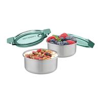 Smash Stainless Steel Snack Pots - Green, 200ml (Pack of 2) | 2 Pack| Microwave Safe | Meal Prep | Snacks | Fruit | Yogurt | Cheese & Crackers | Smaller Snacks