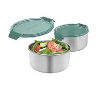 Smash Stainless Steel Snack Pots - Green, 300ml (Pack of 2) | Leak-Proof & Airtight | Reusable Containers for Snacks, Fruit & Yogurt |Salads