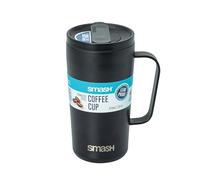 Smash Stainless Steel Twist & Lock Brew Travel Coffee Mug with Handle 475ml/ 16 fl oz Black