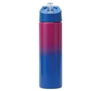 Smash Stainless Steel Water Bottle with Flip Top Lid and Straw - Blue/Magenta 750ml