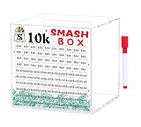 Smashable Money for 10K / 20K, Clear Acrylic Collection Box Savings Challenge Break Open Money Saving Challenge Box