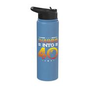 Smashing Into 40 Years Table Tennis Lover 40th Birthday Stainless Steel Insulated Water Bottle