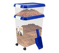 SmashingDealsDirect 3 Piece Pet Food Airtight Storage Container With Plastic Measuring Scoop Treats And Dry Food Storage and Dispenser For Dogs Cats and Various Small Pets (Blue)