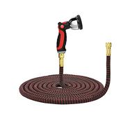 SmashingDealsDirect Expandable Garden Hose Pipe Strong Fabric & Flexible Double Latex Core Hose Pipe With Multi-Function Spray Gun (100FT, Red)