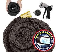 SmashingDealsDirect Expandable Garden Hose Pipe Strong Fabric & Flexible Double Latex Core Hose Pipe With Multi-Function Spray Gun (75FT, Black)