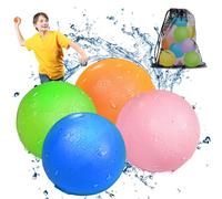 Smasiagon 4 PC Reusable Magnetic Water Balloons, Refillable Water Bomb Splash Balls Self Sealing Quick Fill, Latex-Free Silicone Outdoor Toys for Kids Adults Outside Games Summer Fun Party