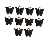 SMASOLO 10 Pcs Black Acrylic Butterfly Charms for DIY Jewelry Making Accessories Lightweight Pendant Charms with Closed Hook for Handmade Crafts