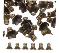 SMASOLO 100pcs Alloy Flower Bead Caps Vintage Decorative Metal End Spacers for Jewelry Making Crafts Trumpet-shaped Spacer Beads for Bracelets Necklaces DIY Designs