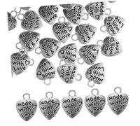 SMASOLO 100Pcs Antique Silver Heart Charms for DIY Necklace Bracelet Keychain Crafting Delicate Love Pendant Findings for Handmade Jewelry Accessories Versatile Vintage Style