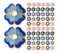 SMASOLO 100pcs Colorful Cloisonne Enamel Flower Bead Caps Small Metal Spacer Beads for DIY Bracelet Necklace Earrings Vibrant Floral Design Plated Construction for Jewelry Making