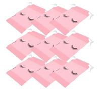 SMASOLO 100pcs Pink Eyelash Design Drawstring Bags EVA Makeup Storage Pouches Portable Cosmetic Organizer for Travel School Office Toiletry